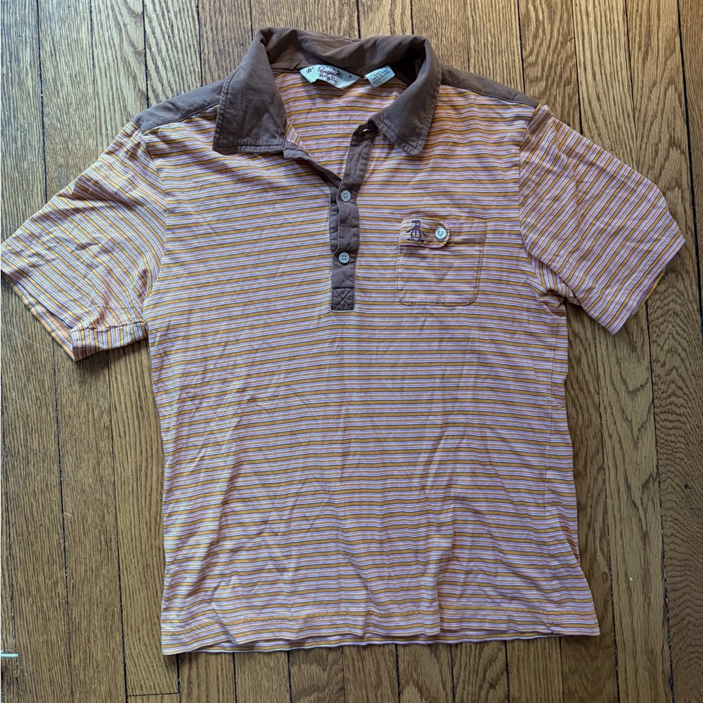 Original Penguin Striped Polo Shirt - Size Medium